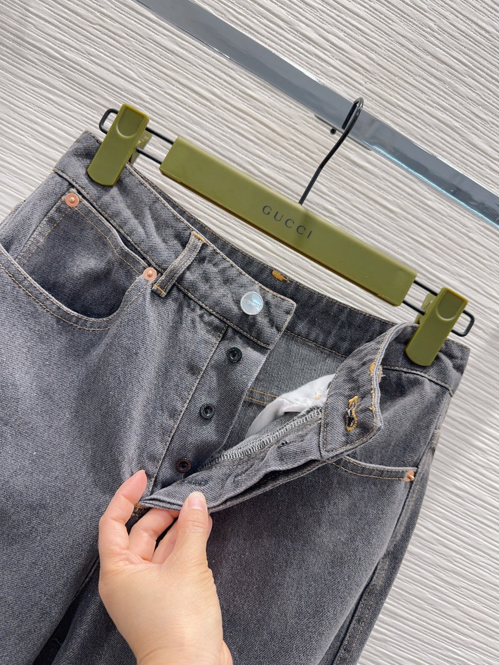 Grey Denim Set – Jacket & Straight-Leg Jeans