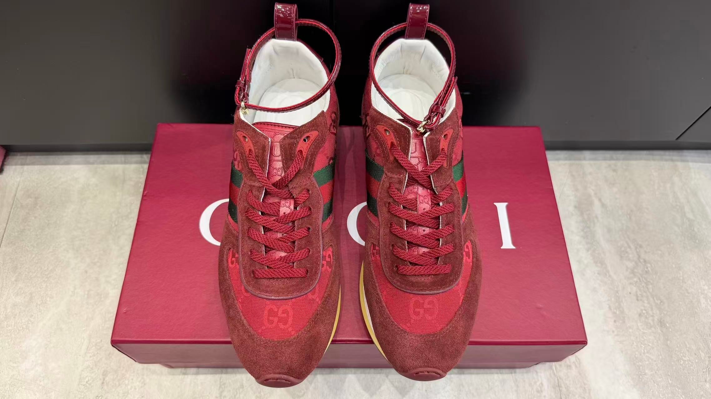 Premium Retro Sneakers – Burgundy Red