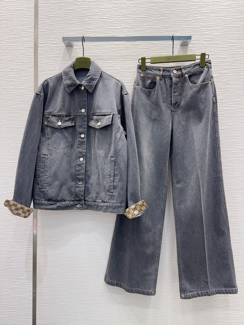 Grey Denim Set – Jacket & Straight-Leg Jeans