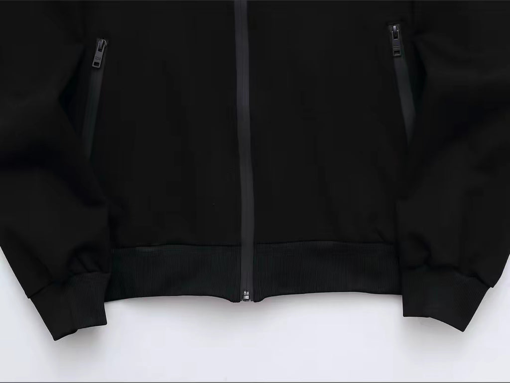 Men’s Black Premium Tracksuit – Slim Fit Zip Jacket & Joggers