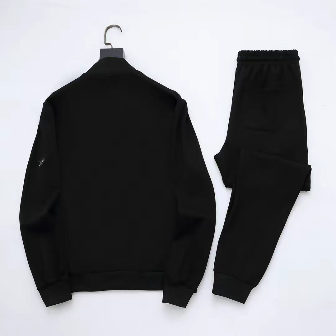 Men’s Black Premium Tracksuit – Slim Fit Zip Jacket & Joggers
