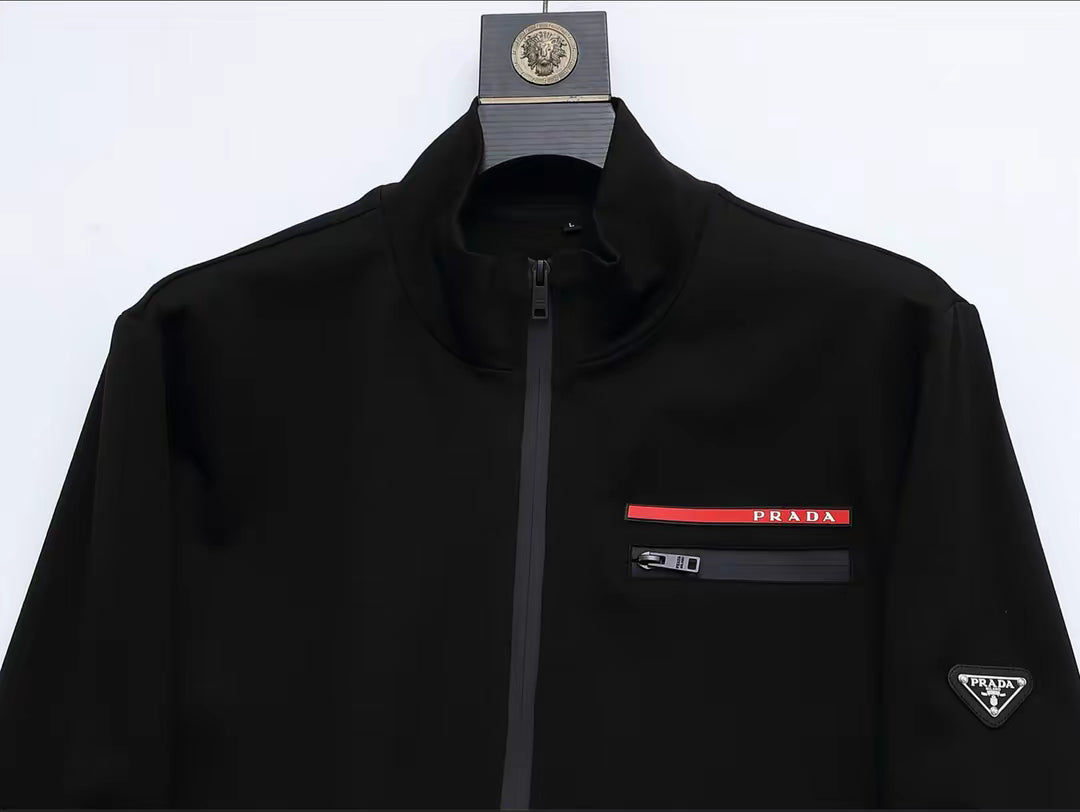 Men’s Black Premium Tracksuit – Slim Fit Zip Jacket & Joggers