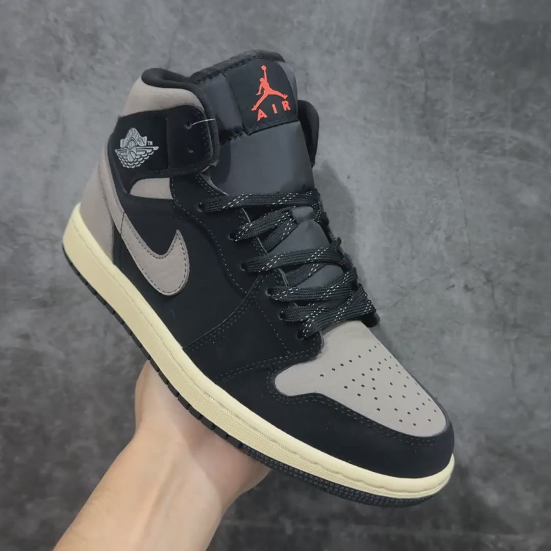 High-Top Premium Leather Sneakers – Black & Grey